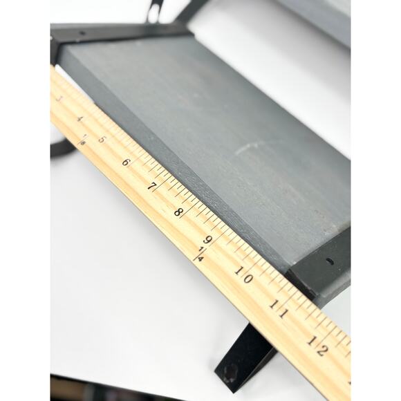 Set of 2 Gray Wood Wall Shelves w/ Black Metal Brackets 13" & 10" - Picture 5 of 7